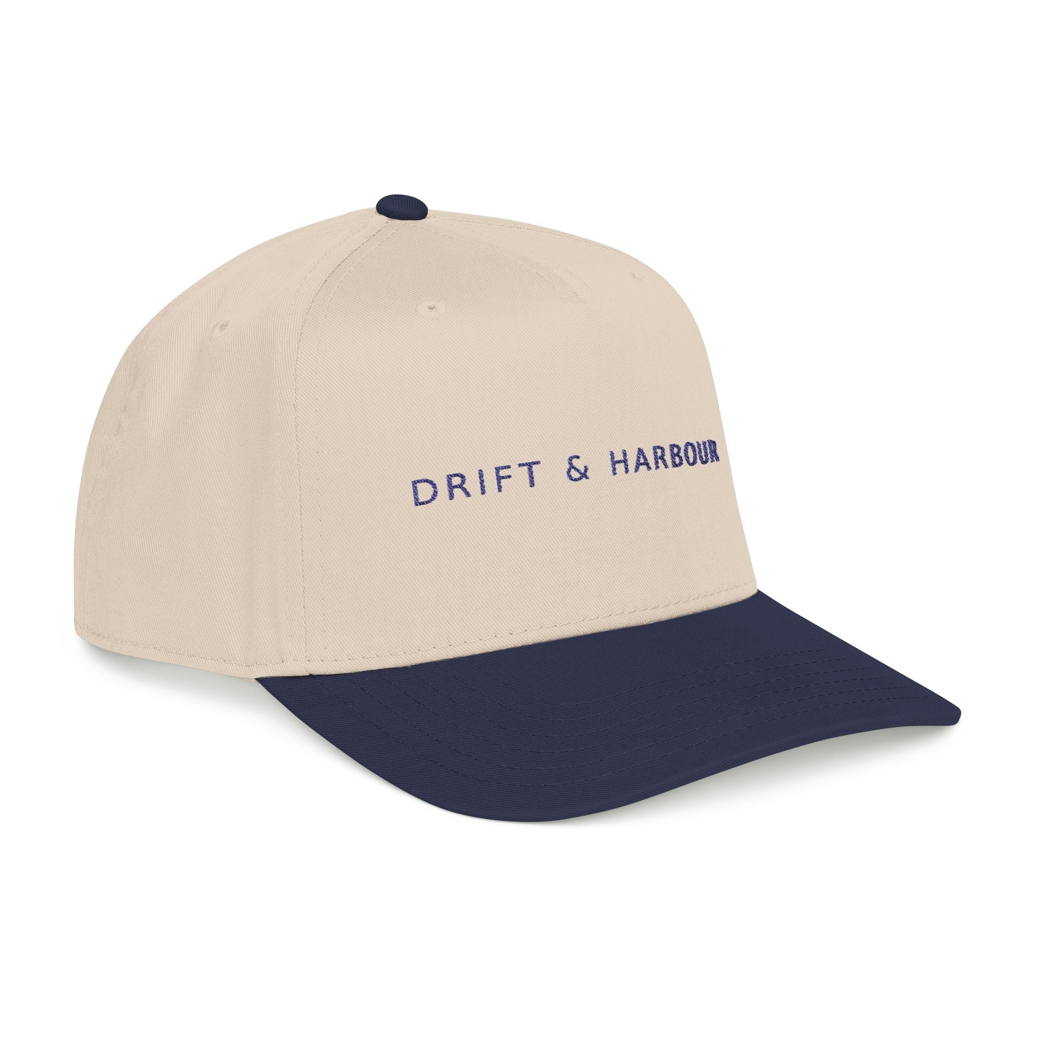Drift & Harbour EST. 26 Mid Profile Baseball Cap | Coastal Preppy Navy Embroidery