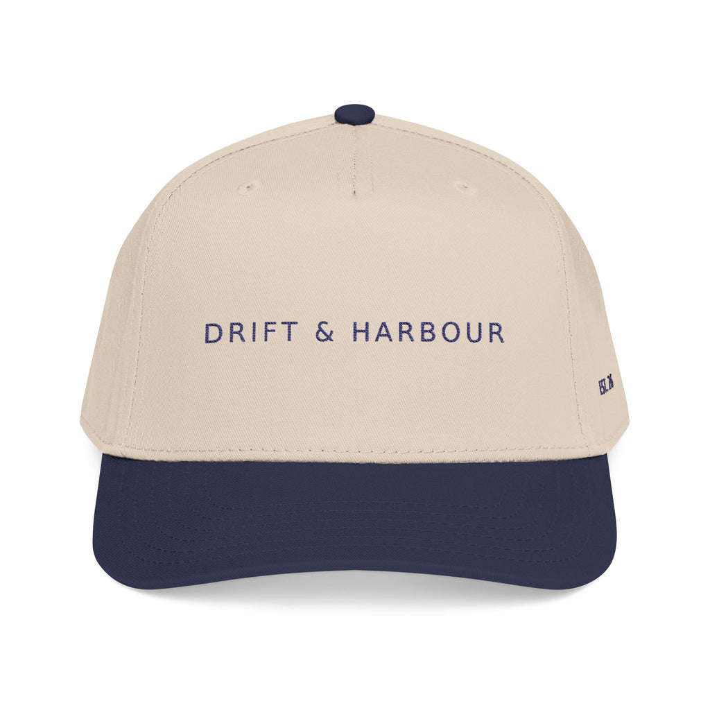 Drift & Harbour EST. 26 Mid Profile Baseball Cap | Coastal Preppy Navy Embroidery
