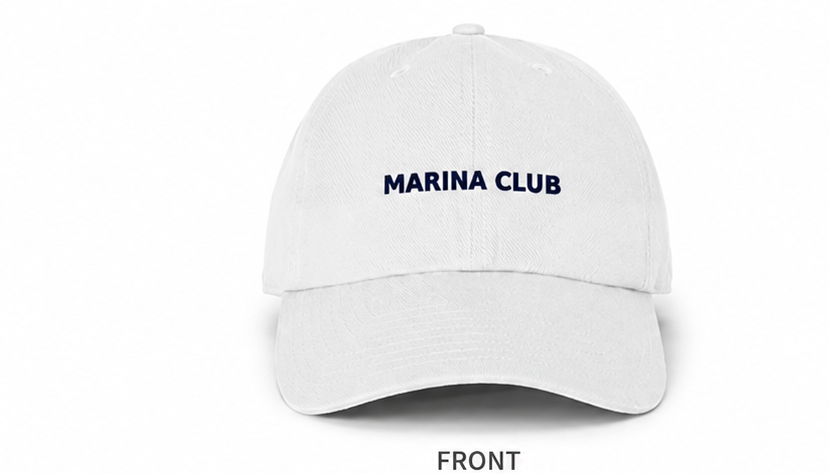 Marina Club Cap | Embroidered White Baseball Hat